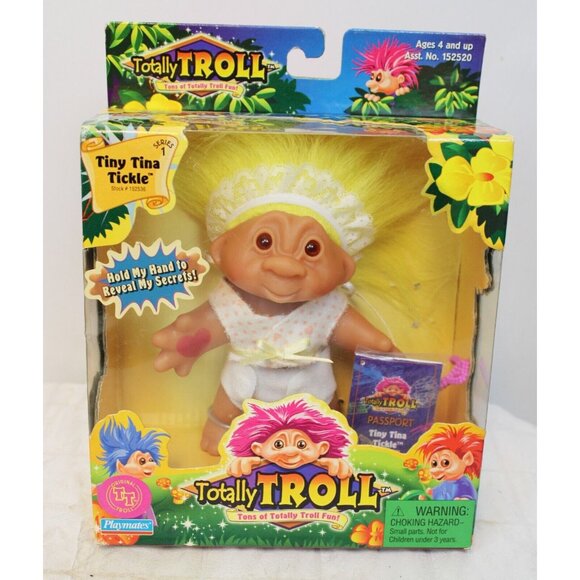 2001 Playmates Totally Troll Tiny Tina Tickle Doll Series #1 Figure Yellow Hair - Picture 1 of 6